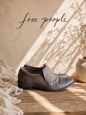 Free People Shoe Brady Slip On Chunky Brown Leather Loafers US 6.5